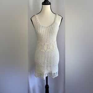 Women’s Y2K bodycon‎ cream vintage crochet mini dress size XS/S